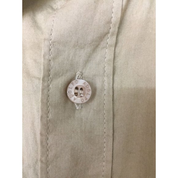 Adolfo Sport Mens Shirt Size M Tan Long Sleeves Collared Button Down Front Pocke - Picture 8 of 13